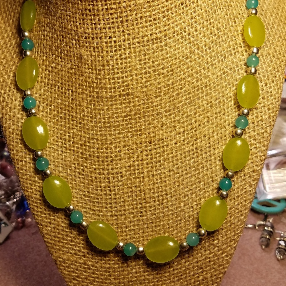 Beautiful Peridot & Brazilian Aquamarine Necklace 1 of a kind Handcrafted by me